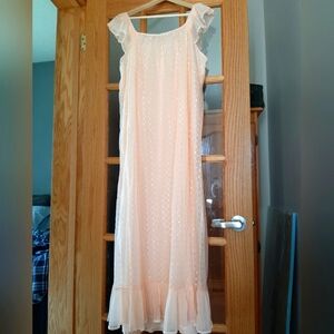 Vintage Peach / Coral nightgown with sheer overlay fully lined